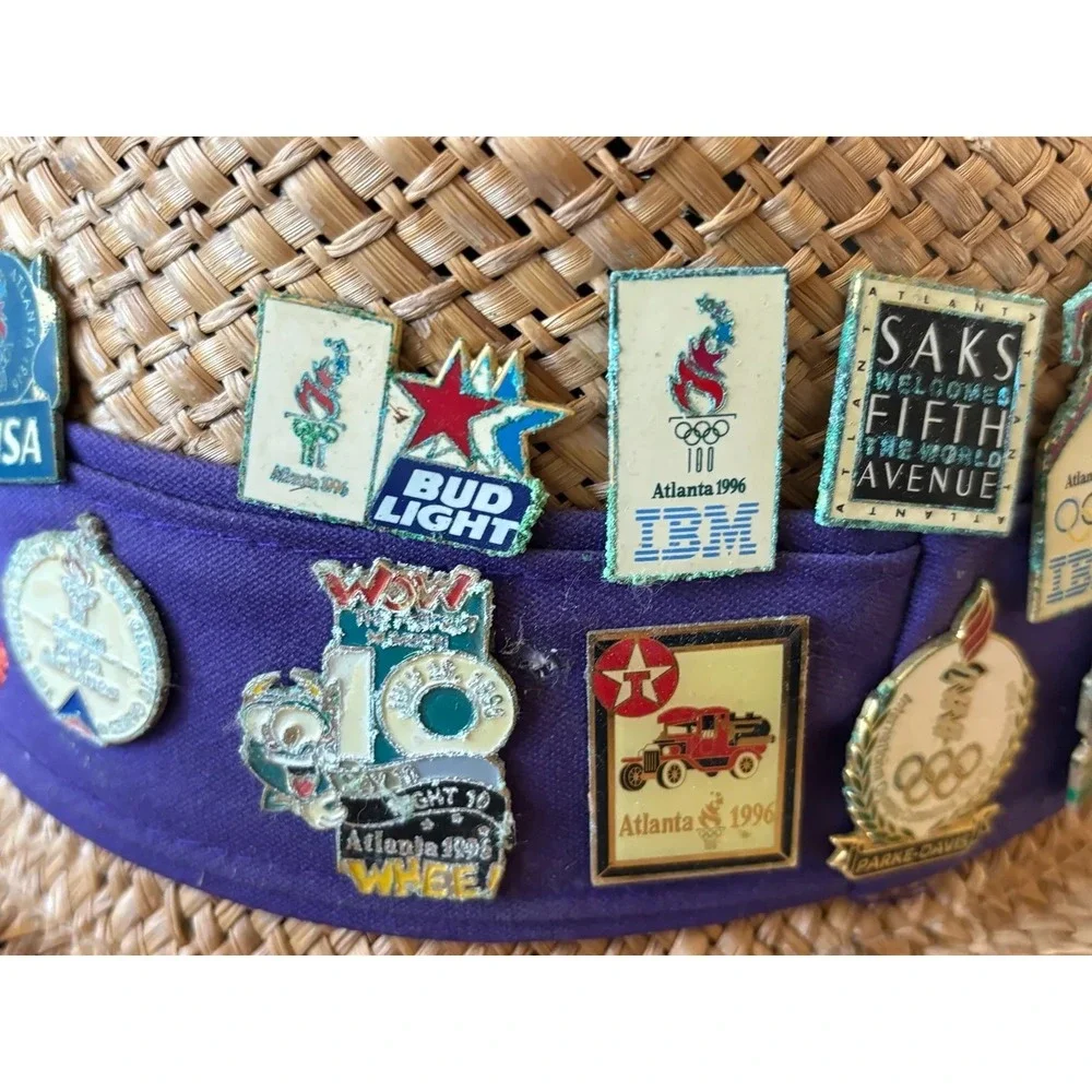 1996 Atlanta Olympics Commemorative Hat with 10+ Collector Pins